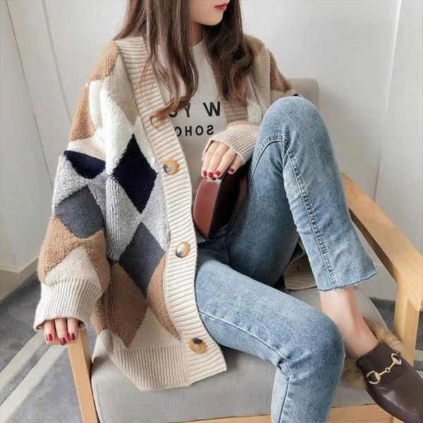 loose knitted cardigan oversized women womens sweater korean single breasted pockets outerwear harajuku plaid print sweaters, White;black
loose knitted cardigan oversized women womens sweater korean single breasted pockets outerwear harajuku plaid print sweaters, White;black