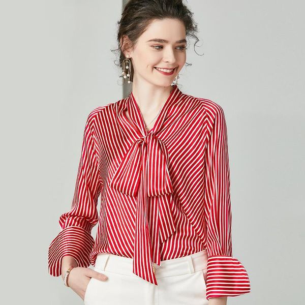 women's blouses & shirts red striped ribbon silk blouse for women long sleeve plus size casual office dress clothes dropsh, White
women's blouses & shirts red striped ribbon silk blouse for women long sleeve plus size casual office dress clothes dropsh, White