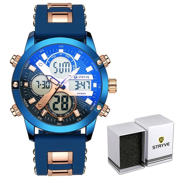 wristwatches stryve 8021 sports men watches military date week electronic male clock waterproof luxury dual time digital quartz, Slivery;brown
wristwatches stryve 8021 sports men watches military date week electronic male clock waterproof luxury dual time digital quartz, Slivery;brown
