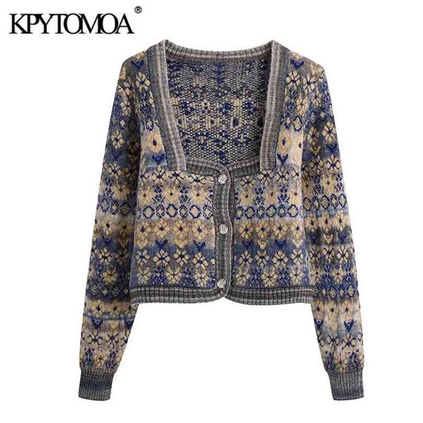 kpytomoa women fashion jacquard cropped knitted cardigan sweater vintage long sleeve button-up female outerwear chic 210922, White;black
kpytomoa women fashion jacquard cropped knitted cardigan sweater vintage long sleeve button-up female outerwear chic 210922, White;black