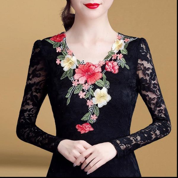womens spring autumn style blouse shirt womens slim hollow out embroidery o neck printed long sleeve lace dd8491, White
womens spring autumn style blouse shirt womens slim hollow out embroidery o neck printed long sleeve lace dd8491, White