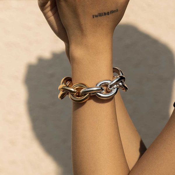 jewelry punk exaggeration thick chain hand decoration women's trend street racket mix and match splicing brace, Silver
jewelry punk exaggeration thick chain hand decoration women's trend street racket mix and match splicing brace, Silver