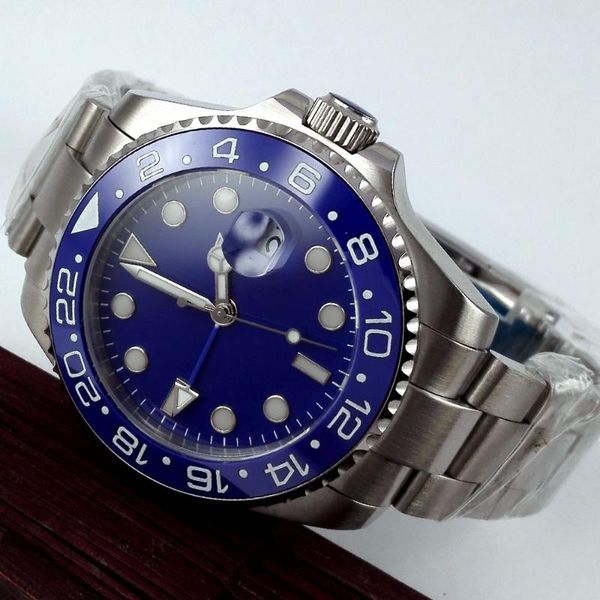 wristwatches 40mm blue sterile dial sapphire glass date luminous deployment steel bracelet gmt automatic movement men's watch, Slivery;brown
wristwatches 40mm blue sterile dial sapphire glass date luminous deployment steel bracelet gmt automatic movement men's watch, Slivery;brown