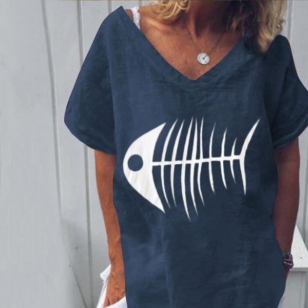 2021 summer women blouse funny fish bone print short sleeve shirt tunic blusas loose v neck womens and blouses, White
2021 summer women blouse funny fish bone print short sleeve shirt tunic blusas loose v neck womens and blouses, White