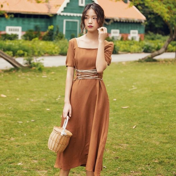 summer women short sleeve a line sashes elegant square collar ankle length holiday beach dress zd8n, Black;gray
summer women short sleeve a line sashes elegant square collar ankle length holiday beach dress zd8n, Black;gray
