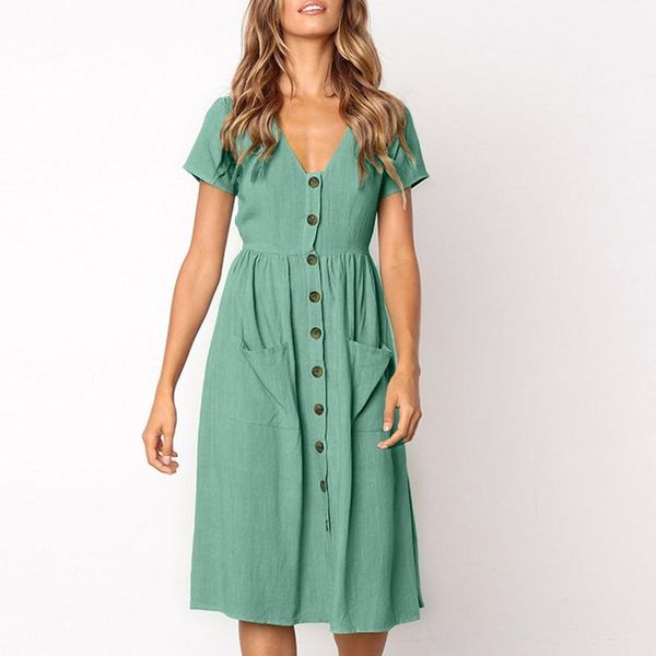 casual dresses hillsionly plus size fashion summer mini dress women's solid color short-sleeve v-neck pocket buttoned a-line, Black;gray
casual dresses hillsionly plus size fashion summer mini dress women's solid color short-sleeve v-neck pocket buttoned a-line, Black;gray