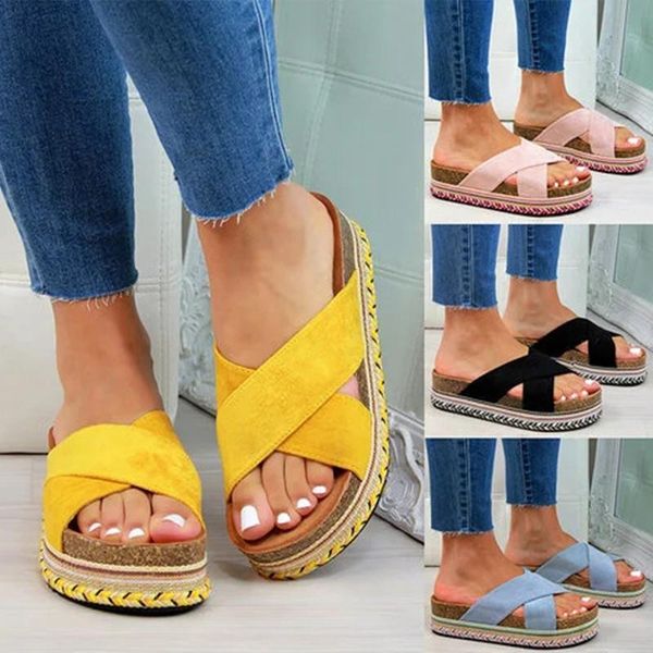 slippers 2021 women's platform cross tie causal slides summer sandals woman flat soft pu leather shoes plus size, Black
slippers 2021 women's platform cross tie causal slides summer sandals woman flat soft pu leather shoes plus size, Black