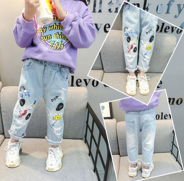 jeans children's baby cute graffiti printing spring denim trousers ripped straight leg pants comfortable, Blue
jeans children's baby cute graffiti printing spring denim trousers ripped straight leg pants comfortable, Blue