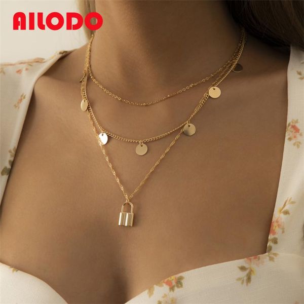 pendant necklaces ailodo punk multilayer lock necklace for women gold silver color sequins statement collier fashion jewelry girls gift
pendant necklaces ailodo punk multilayer lock necklace for women gold silver color sequins statement collier fashion jewelry girls gift