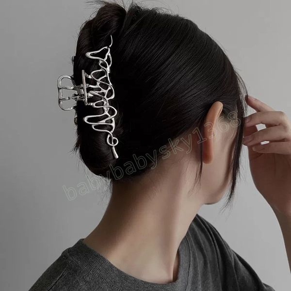 women irregular hair claw punk style metal hair clip silver geometric female large barrettes fashion hair accessories, Slivery;white
women irregular hair claw punk style metal hair clip silver geometric female large barrettes fashion hair accessories, Slivery;white