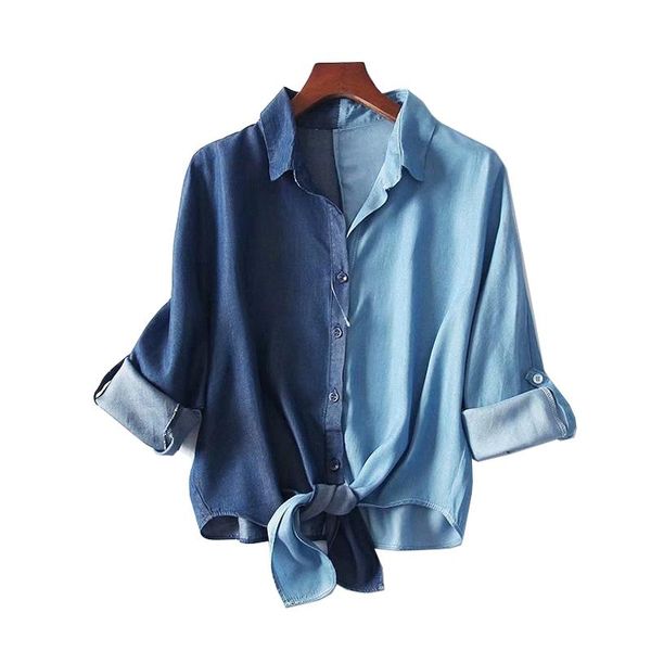 women's blouses & shirts women thin denim shirt long-sleeved cotton summer casual, White
women's blouses & shirts women thin denim shirt long-sleeved cotton summer casual, White