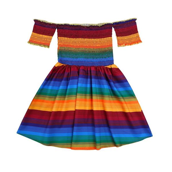 girl's dresses girls casual big hem dress, short sleeve rainbow stripe printed pattern boat neck gown, Red;yellow
girl's dresses girls casual big hem dress, short sleeve rainbow stripe printed pattern boat neck gown, Red;yellow
