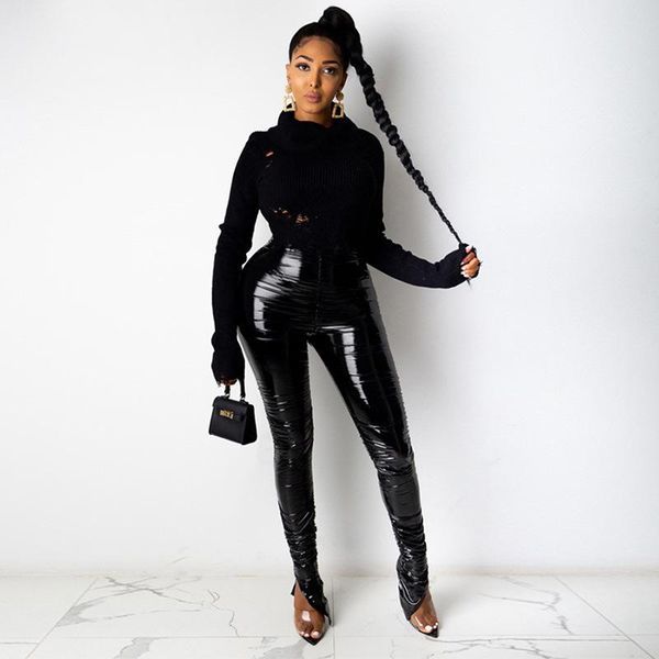 women's leggings normov women pu leather high waist slim folds split leggins female push up bright leggin woman, Black
women's leggings normov women pu leather high waist slim folds split leggins female push up bright leggin woman, Black