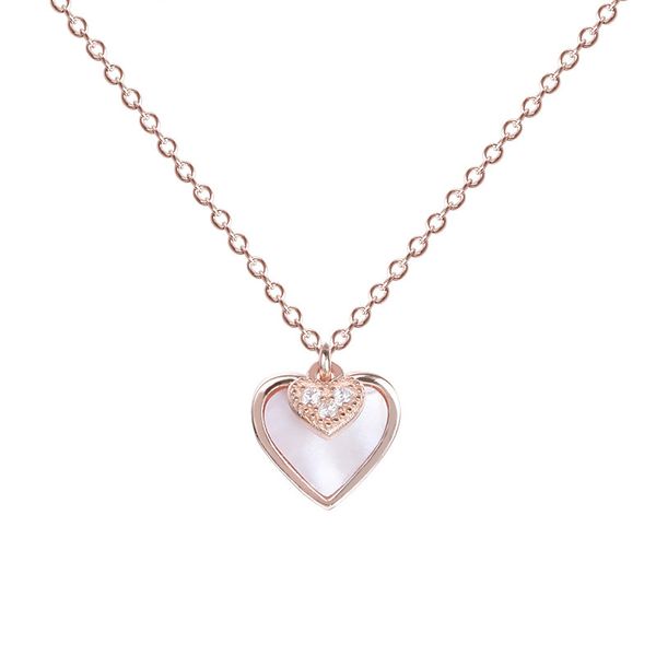 hemiston 925 sterling silver necklace female fritillary double-heart pendant with zircon love necklace for women q0531 
hemiston 925 sterling silver necklace female fritillary double-heart pendant with zircon love necklace for women q0531