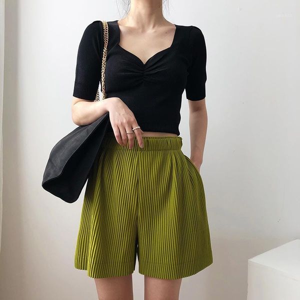 women shorts summer casual solid drawstring high waist loose for girls soft female women's, White;black
women shorts summer casual solid drawstring high waist loose for girls soft female women's, White;black