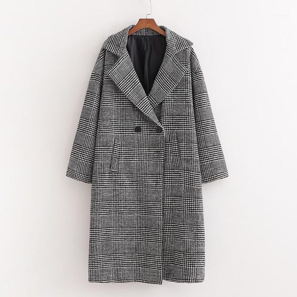 plaid printed wool coats women fashion turn down collar jackets elegant double breasted female ladies ls1, Black
plaid printed wool coats women fashion turn down collar jackets elegant double breasted female ladies ls1, Black