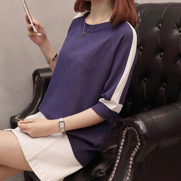 women's sweaters thin sweater women short sleeve pullover fashion bright silk 2021 spring knitted femme, White;black
women's sweaters thin sweater women short sleeve pullover fashion bright silk 2021 spring knitted femme, White;black