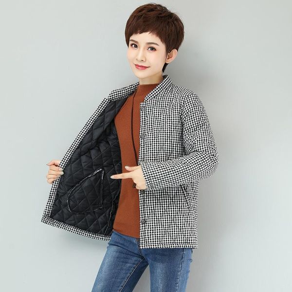 women's down & parkas mom's autumn winter thin coat women cotton jacket black and white plaid stand collar warm elegant female out
women's down & parkas mom's autumn winter thin coat women cotton jacket black and white plaid stand collar warm elegant female out