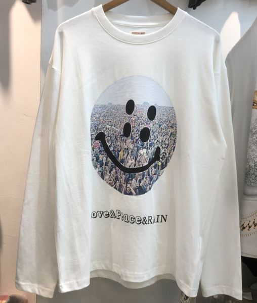 2021 autumn new fashion brand kapital hirata hehong smiling face human sea printed cotton long sleeve white t-shirt, Black
2021 autumn new fashion brand kapital hirata hehong smiling face human sea printed cotton long sleeve white t-shirt, Black