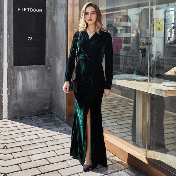 2021 elegant veet maxi casual autumn winter cross split long bodycon party for women new 9a1o, Black;gray
2021 elegant veet maxi casual autumn winter cross split long bodycon party for women new 9a1o, Black;gray