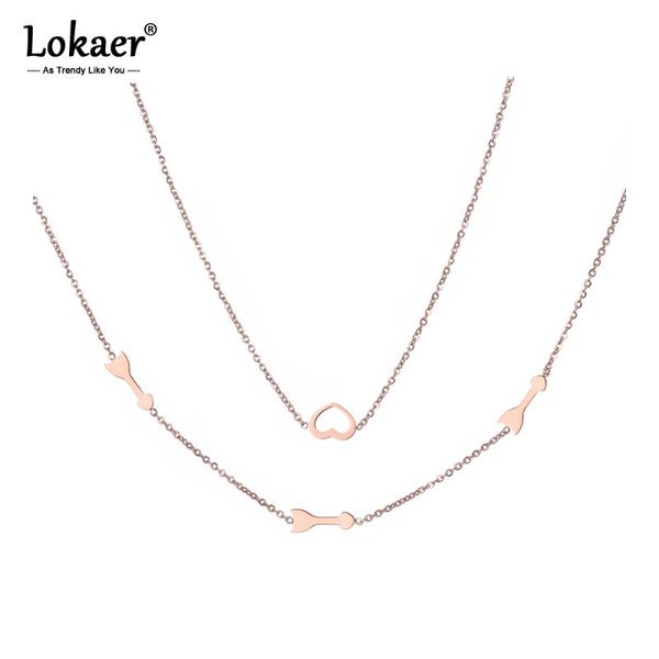 pendant necklaces lokaer 2 layers necklace stainless steel fashion jewelry rose gold color cupid's arrow & heart for christmas gift n18, Silver
pendant necklaces lokaer 2 layers necklace stainless steel fashion jewelry rose gold color cupid's arrow & heart for christmas gift n18, Silver