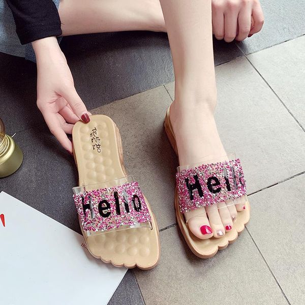slippers 2021 summer fashion comfortable casual non-slip women's sandals wild bright diamond shoes, Black
slippers 2021 summer fashion comfortable casual non-slip women's sandals wild bright diamond shoes, Black