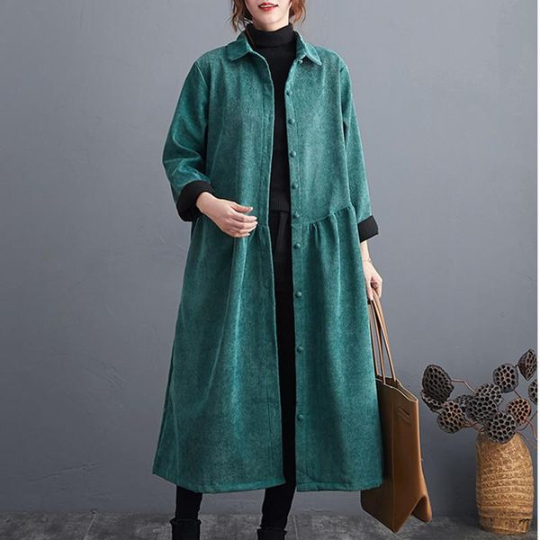 women's trench coats 2021 arrival corduroy thicken fleece warm autumn winter single breasted loose long women clothes casual, Tan;black
women's trench coats 2021 arrival corduroy thicken fleece warm autumn winter single breasted loose long women clothes casual, Tan;black
