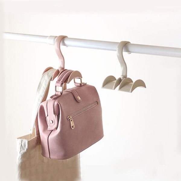 

1 pcs 360 degree rotation closet organizer rod hanger handbag storage purse hanging rack holder hook bag clothing hanger