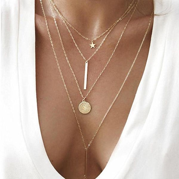 chokers 2021 women multilayer necklace boho pendant five-pointed star gold metal simple tribal collar layered jewelry, Golden;silver
chokers 2021 women multilayer necklace boho pendant five-pointed star gold metal simple tribal collar layered jewelry, Golden;silver