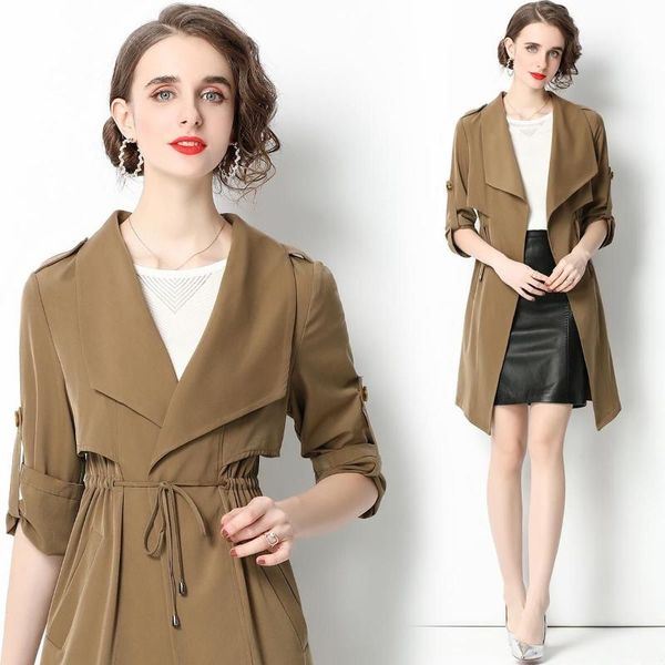 women's trench coats 2022 spring autumn women blazer jacket solid long sleeve female pocket office ladies lacing coat outwear 7069, Tan;black
women's trench coats 2022 spring autumn women blazer jacket solid long sleeve female pocket office ladies lacing coat outwear 7069, Tan;black