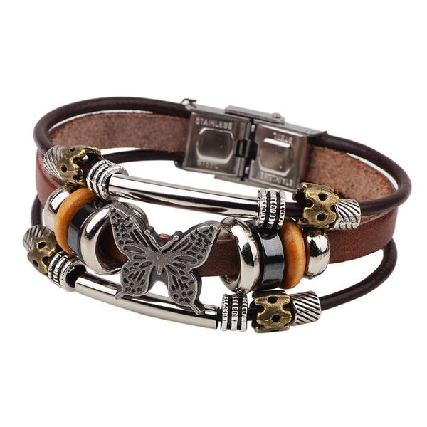 vintage animal butterfly feather multilayer leather bracelet men braided handmade rope wrap bracelets bangles gift, Golden;silver
vintage animal butterfly feather multilayer leather bracelet men braided handmade rope wrap bracelets bangles gift, Golden;silver