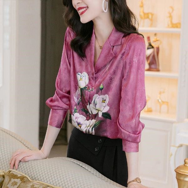 women's t-shirt shirt 2021 female spring and autumn fashion printing is thinner suit collar imitation silk casual, White
women's t-shirt shirt 2021 female spring and autumn fashion printing is thinner suit collar imitation silk casual, White