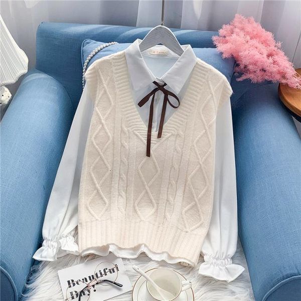 autumn collection 2021 new college style female sweater student casual knitting cotton f3en, White;black
autumn collection 2021 new college style female sweater student casual knitting cotton f3en, White;black