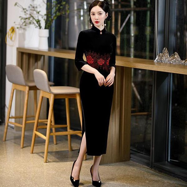 ethnic clothing long beading cheongsams flower big size 3xl qipao velour split lady slim chinese dresses elegant formal party vestiods, Red
ethnic clothing long beading cheongsams flower big size 3xl qipao velour split lady slim chinese dresses elegant formal party vestiods, Red