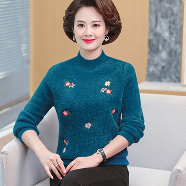 women's sweaters embroidered half turtleneck noble knitted jumper mother sweater women 2021 oversize 4xl autumn winter vintage clothing, White;black
women's sweaters embroidered half turtleneck noble knitted jumper mother sweater women 2021 oversize 4xl autumn winter vintage clothing, White;black