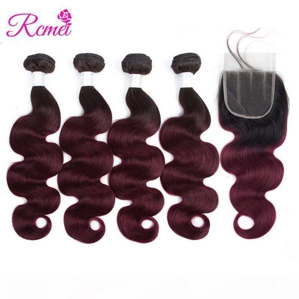 rcmei hair 1b 99j colored bundles with closure brazilian body wave 4 weave bundles with 4*4 lace closure two tone ing, Black;brown
rcmei hair 1b 99j colored bundles with closure brazilian body wave 4 weave bundles with 4*4 lace closure two tone ing, Black;brown
