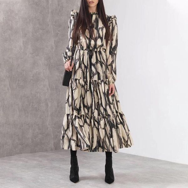 women's o-neck lantern long sleeve lace-up bow print ruffled vintage dress 2021 autumn new evening party dress vestidos, Black;gray
women's o-neck lantern long sleeve lace-up bow print ruffled vintage dress 2021 autumn new evening party dress vestidos, Black;gray