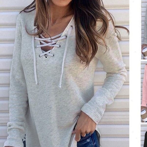 womens t shirts long sleeve basic women deep v neck bandage lace up tees female spring autumn fashion, White
womens t shirts long sleeve basic women deep v neck bandage lace up tees female spring autumn fashion, White