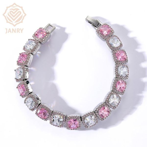 link, chain janry 10mm tennis bracelet square cz rock stone men's hip hop jewelry copper material pink white color iced out link, Black
link, chain janry 10mm tennis bracelet square cz rock stone men's hip hop jewelry copper material pink white color iced out link, Black