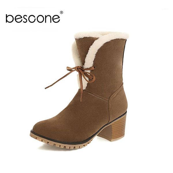 boots bescone winter warm turned-over-edge knight ankle woman flock round toe lace up high wooden heel shoes bm6121, Black
boots bescone winter warm turned-over-edge knight ankle woman flock round toe lace up high wooden heel shoes bm6121, Black