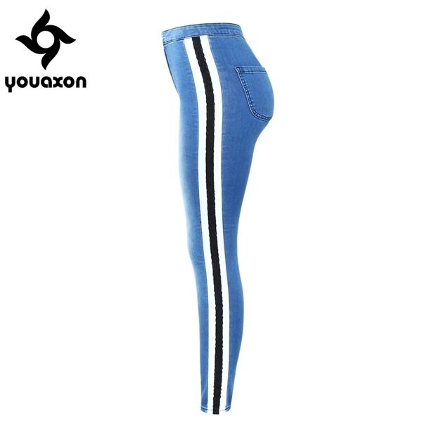 2136 youaxon plus size high waist jeans with side stripes woman stretchy denim skinny pants trousers for women 210809, Blue
2136 youaxon plus size high waist jeans with side stripes woman stretchy denim skinny pants trousers for women 210809, Blue