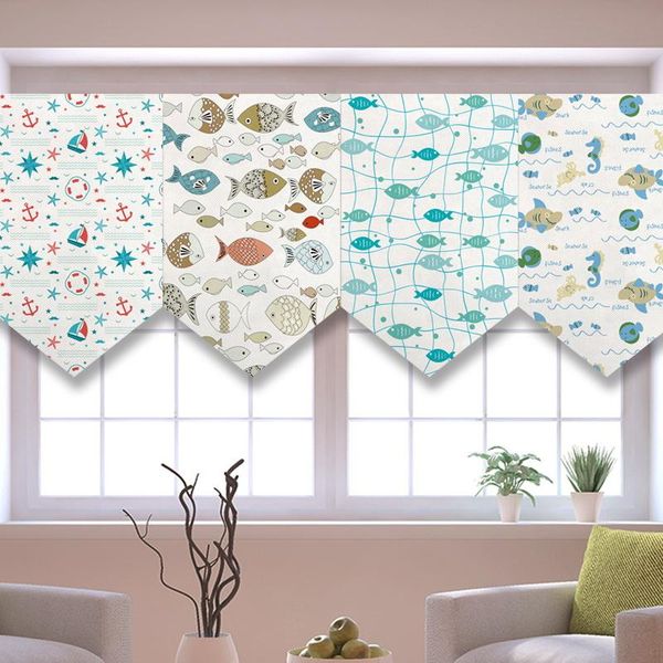 curtain & drapes nordic ocean triangular children's room sopraporta partition kitchen shade