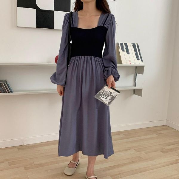 casual dresses french style retro square collar elegant dress fake two piece knit patchwork puff sleeve robe female 2021 autumn chic vestido, Black;gray
casual dresses french style retro square collar elegant dress fake two piece knit patchwork puff sleeve robe female 2021 autumn chic vestido, Black;gray