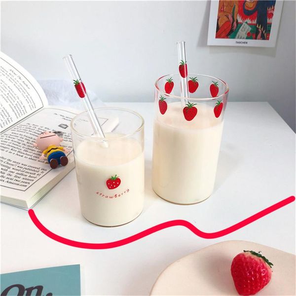 glass water bottle with straw berry cute nordic glass cup creative transparent water cup student milk heat resistant 
glass water bottle with straw berry cute nordic glass cup creative transparent water cup student milk heat resistant