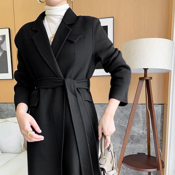 women's wool & blends 2021 autumn winters twill double-sided cashmere suits the long coat han edition with model of double female, Black
women's wool & blends 2021 autumn winters twill double-sided cashmere suits the long coat han edition with model of double female, Black