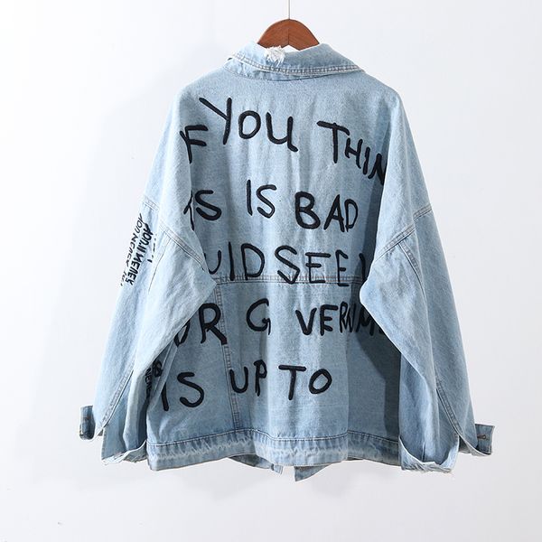 autumn fashion letter embroidery denim coat women frayed outerwear oversized loose long sleeve blue jeans jacket female r1pf, Black;brown
autumn fashion letter embroidery denim coat women frayed outerwear oversized loose long sleeve blue jeans jacket female r1pf, Black;brown