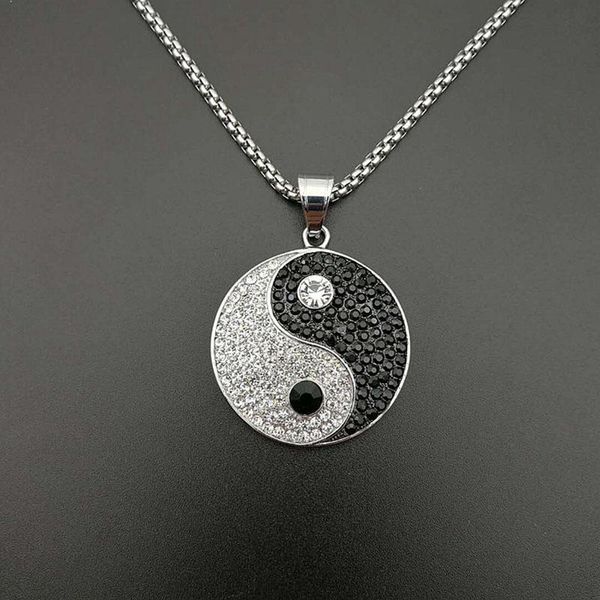 pendant necklaces hip hop rhinestones paved stainless steel yingyang tai chi round necklace for men rapper jewelry, Silver
pendant necklaces hip hop rhinestones paved stainless steel yingyang tai chi round necklace for men rapper jewelry, Silver