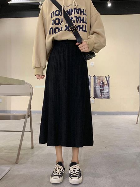 skirts large swing knitted skirt women's mid-length 2021 korean style elegant pleated high waist a-line, Black
skirts large swing knitted skirt women's mid-length 2021 korean style elegant pleated high waist a-line, Black