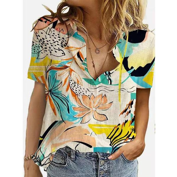 women's t-shirt summer fashion women elegant v-neck printed short sleeve female pullover outdoor casual cozy office lady, White
women's t-shirt summer fashion women elegant v-neck printed short sleeve female pullover outdoor casual cozy office lady, White