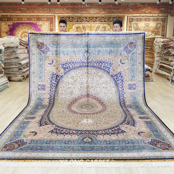 carpets 8'x11' handmade kashmir carpet vantage exquisite blue wholesale oriental rugs (zqg617a)